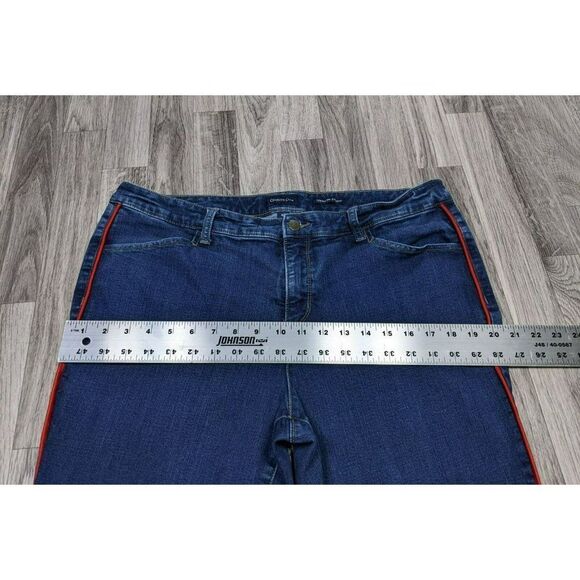 (3/$35) Charter Club Plus Sz 18 Short Red Stripes Lexington Straight Blue Jeans - Picture 9 of 12